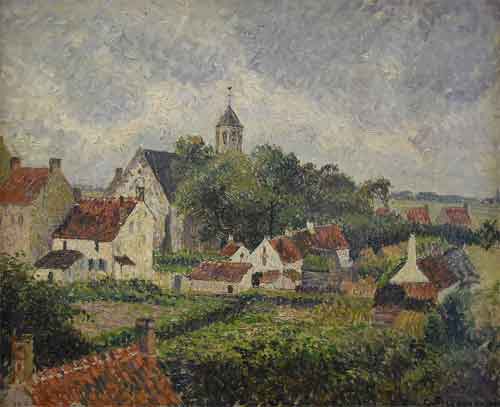 Camille Pisarro Het dorp Knokke Schilderij uit 1894